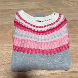 Talbots Pink and Gray Striped Sweater